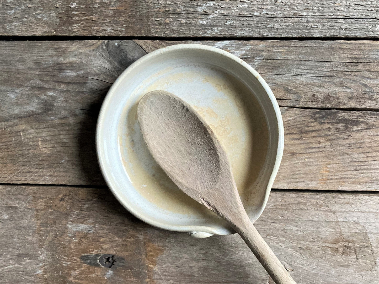 Poggia cucchiaio in gres - colore crema