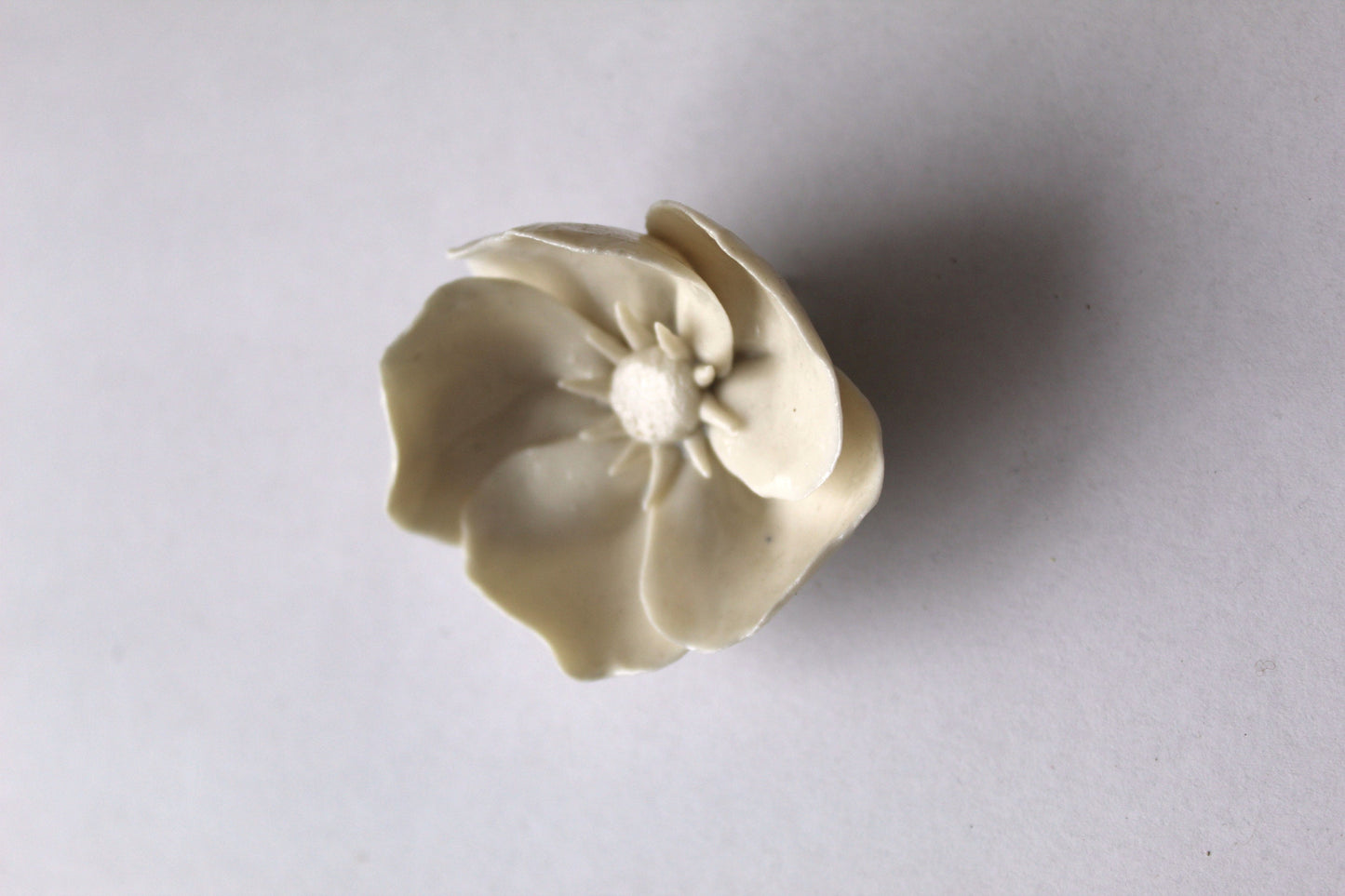 Anemone - Spilla con anemone in porcellana bianca di Limoges