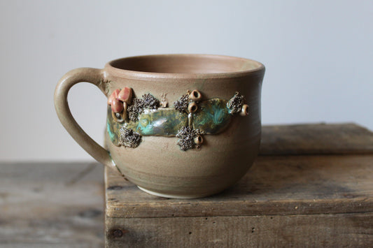 Tazza in gres con funghetti rossi  -  gres -