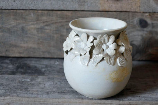 Vaso sferico bianco "Margherite"