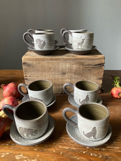 Animali del bosco - Set di 8 tazzine con piattino - RISERVATO