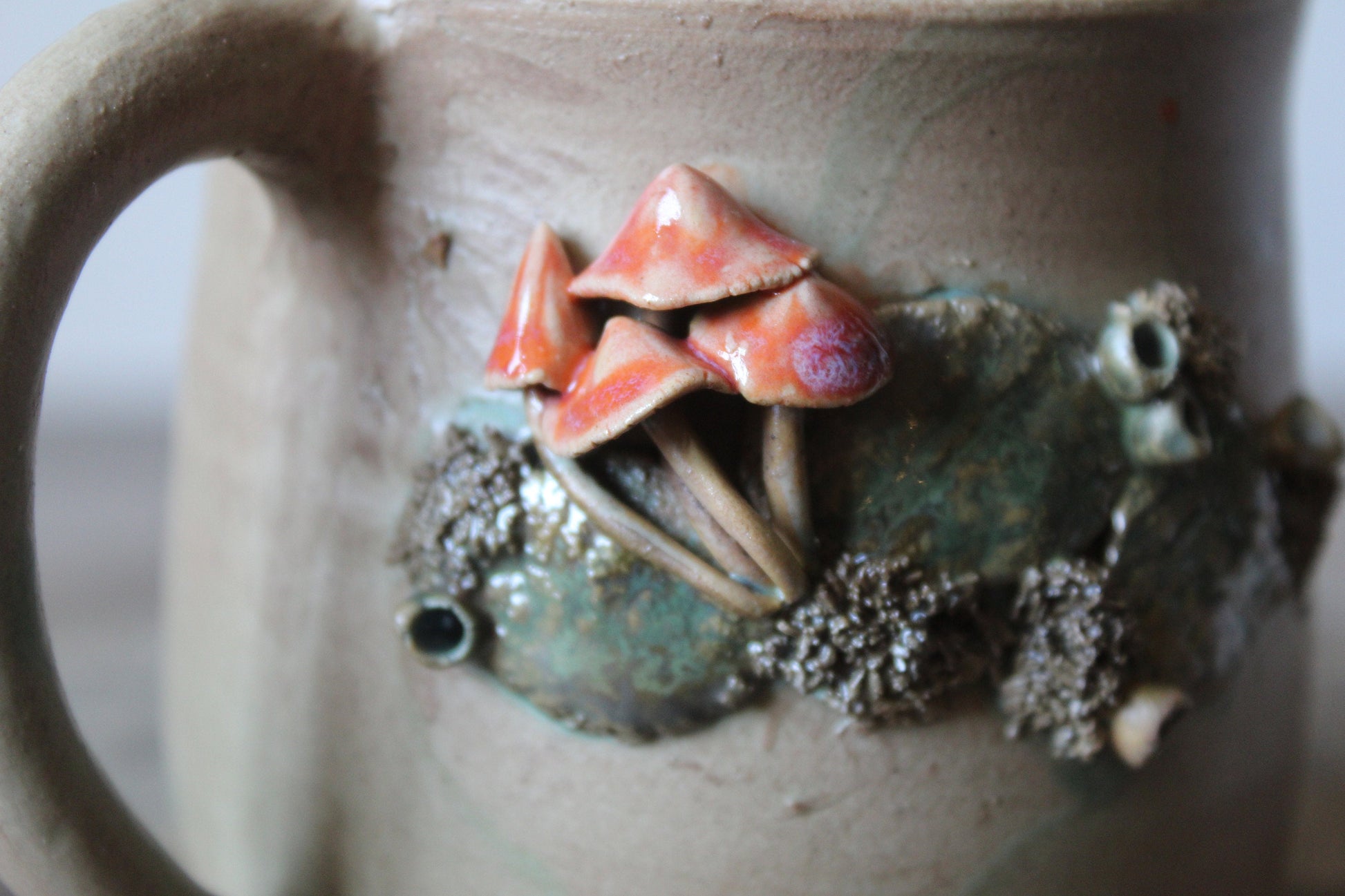 Tazza funghi e muschio dettaglio