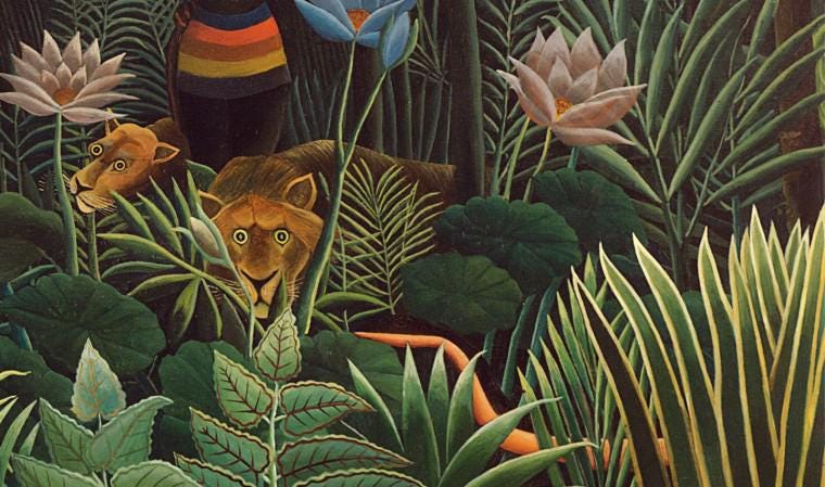 Orange - ispirato dalle opere di Henri Rousseau - vaso in gres